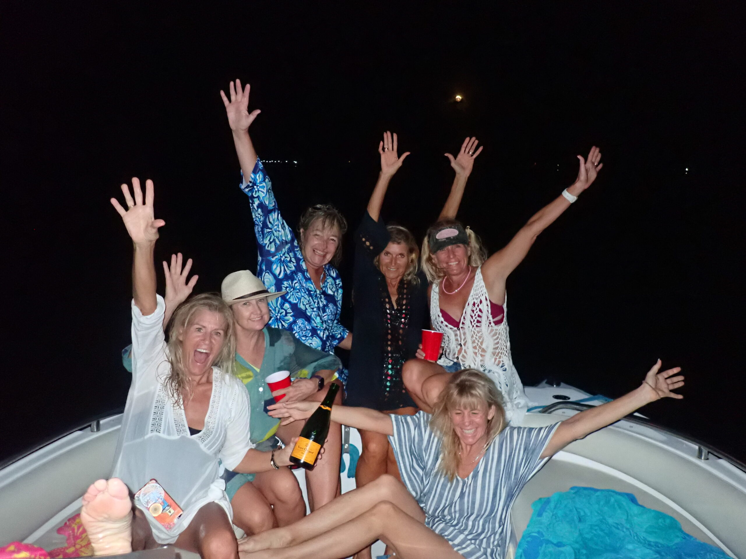 girls party on the boat